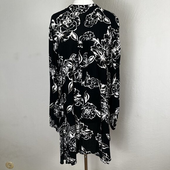 Free People Tunic Mini Dress Boho Black Long Sleeve V-Neck Swing Size Medium - Picture 6 of 12